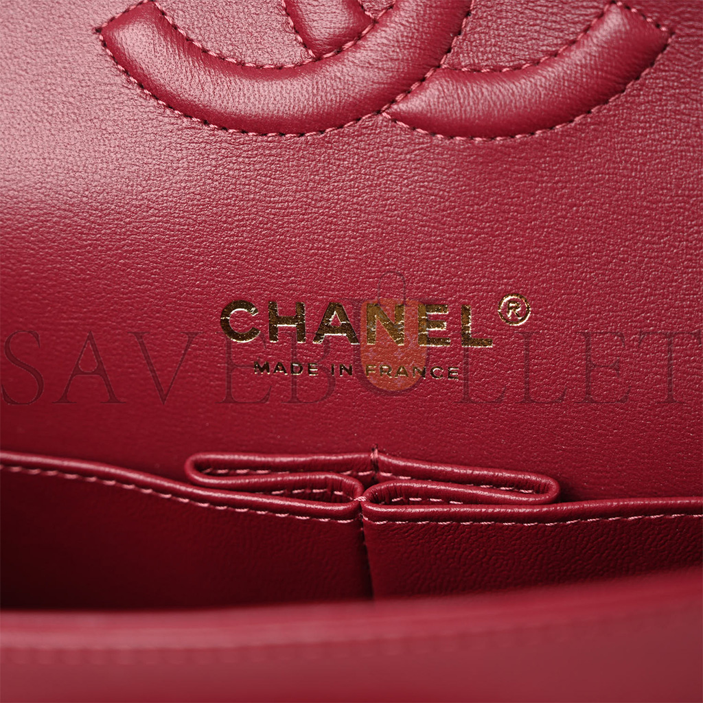 CHANEL CALFSKIN QUILTED MEDIUM DOUBLE FLAP DARK RED ROSE GOLD HARDWARE (25*15*6cm) CHANEL CALFSKIN QUILTED MEDIUM DOUBLE FLAP DARK RED ROSE GOLD HARDWARE (25*15*6cm)